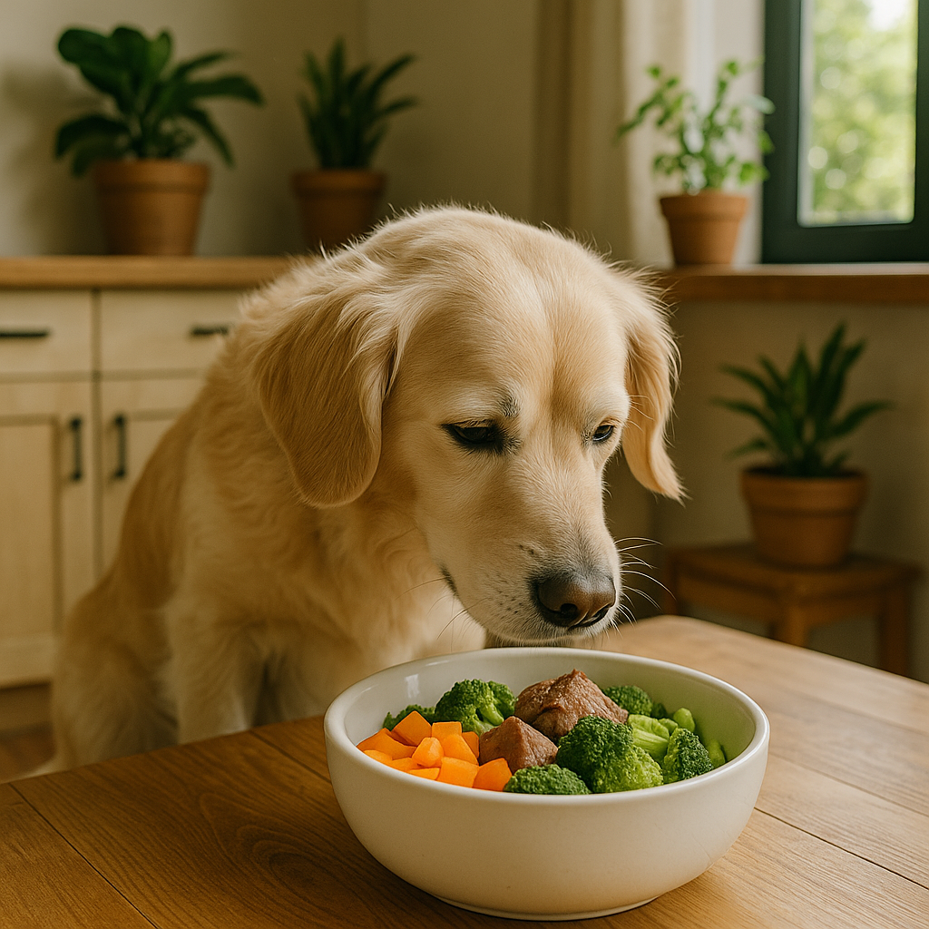 Cachorro Saboreando Refeicao Natural