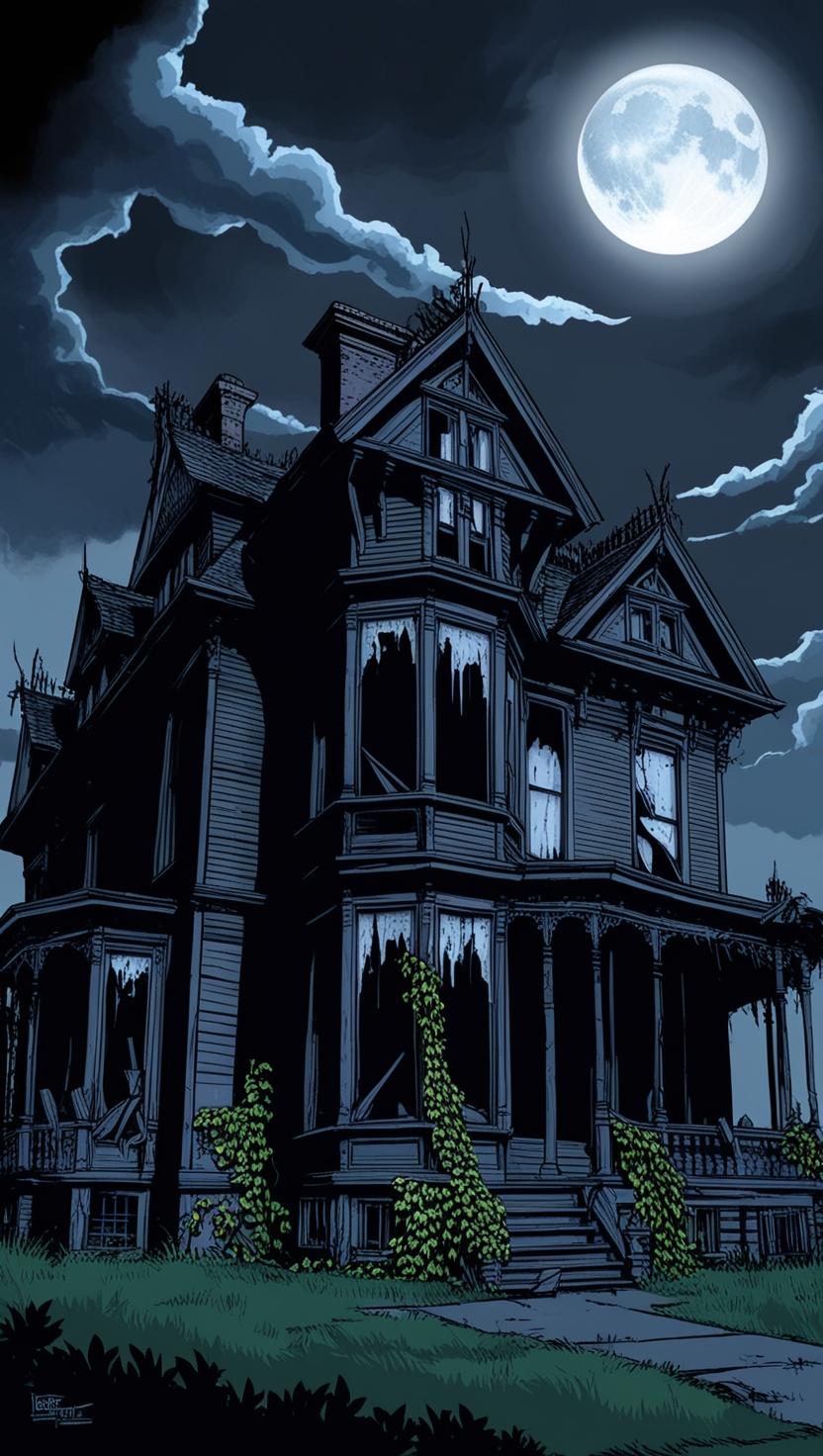 imagem de uma casa mal assombrada