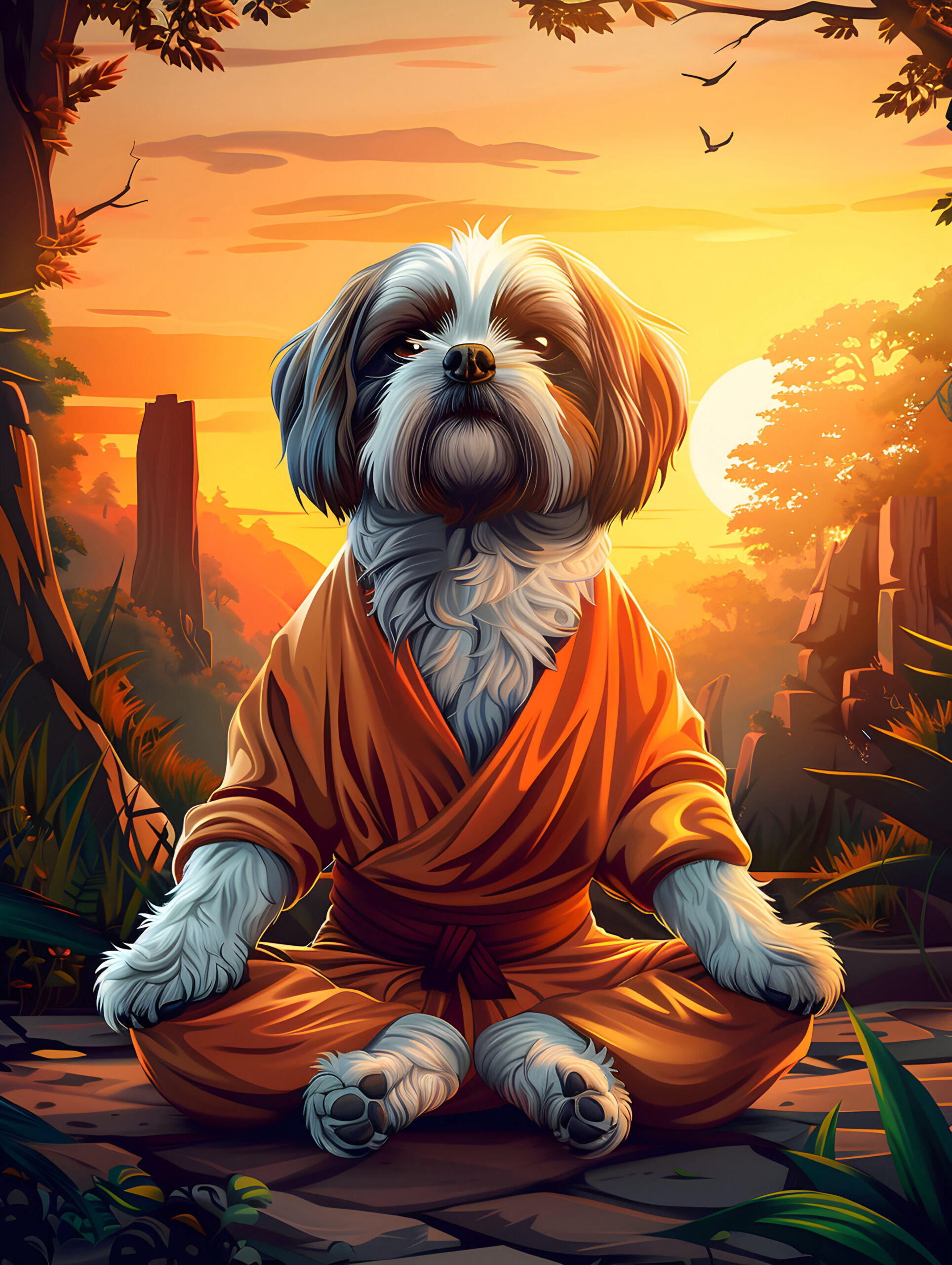 retrato de um animal meditando e praticando atencao plena em estilo de arte digital scaled